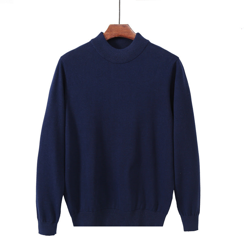 Casual men's sweater with long sleeve and high collar