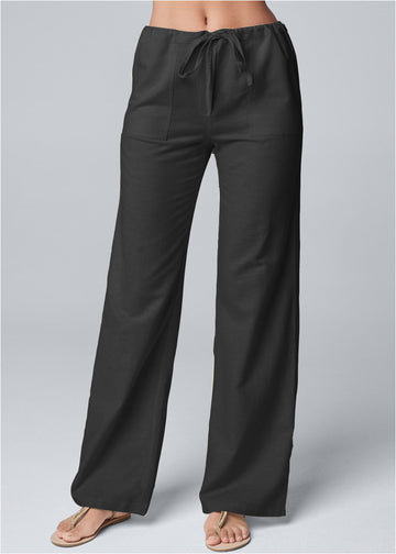 Women's casual straight pants with drawstring