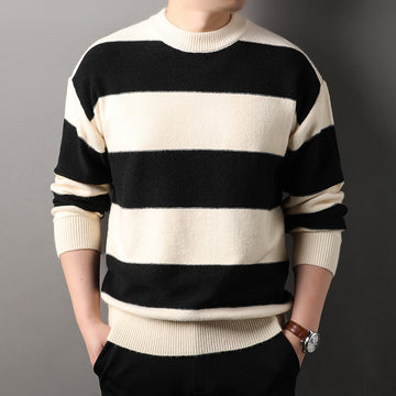 Classic striped crewneck sweater for men