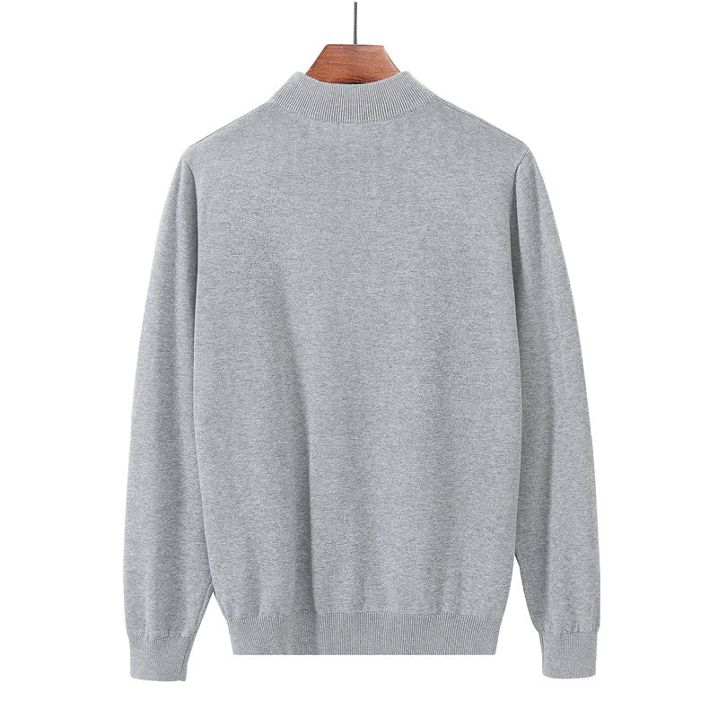 Casual men's sweater with long sleeve and high collar