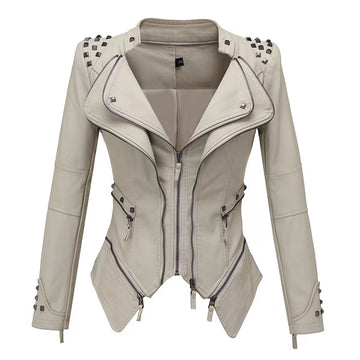 Edgy women's jacket with swallowtail hem and rivets