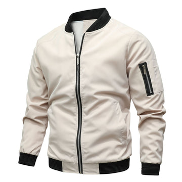 Men's lightweight bomber jacket with zipper pocket and ribbed cuffs