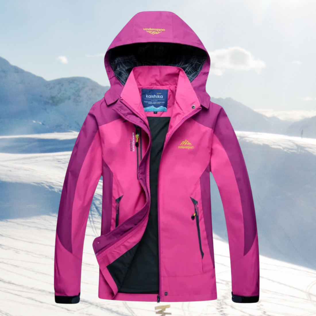 Women's waterproof hooded outdoor jacket for extreme adventures