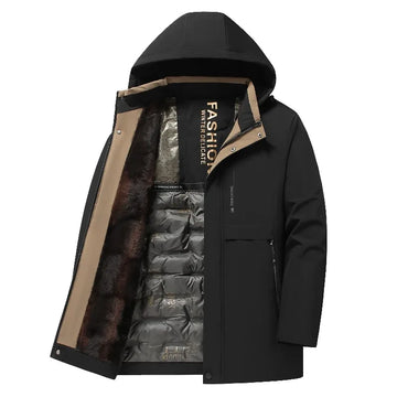 Thomas Hooded Parka | Quilted Lining Fur Trim Thigh-Length Parka