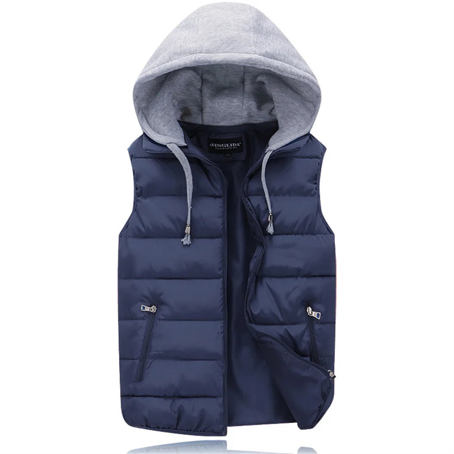 Spring/autumn men's hooded puffer vest