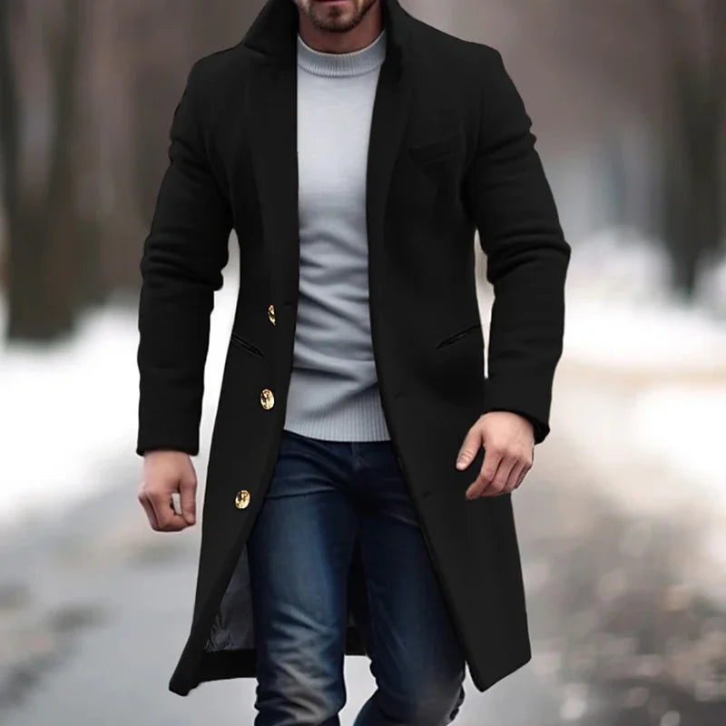 Men's notch lapel long coat