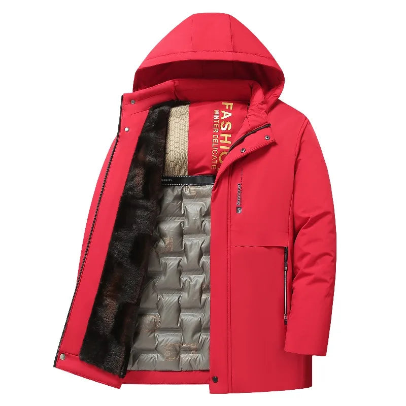 Thomas Hooded Parka | Quilted Lining Fur Trim Thigh-Length Parka