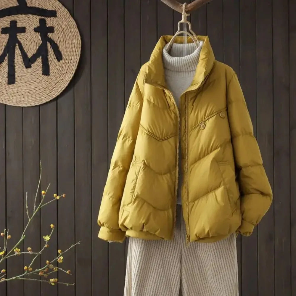 Women's puffer coat with stand collar