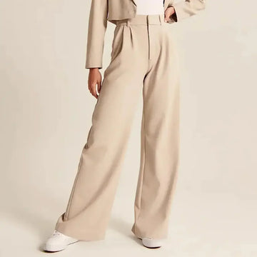 Women’s Wide-Leg Trousers – Tailored Fit – High Waist – Pleated Front – Full Length