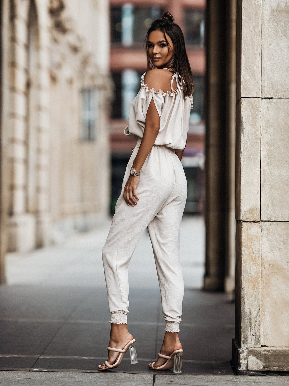 Women's cold-shoulder jumpsuit