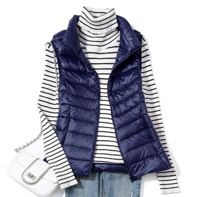 Women's colorful puffer vests for spring and autumn