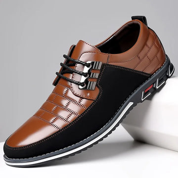 Men's classic lace-up leather dress shoes with two-tone design