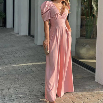 Women's puff-sleeve jumpsuit