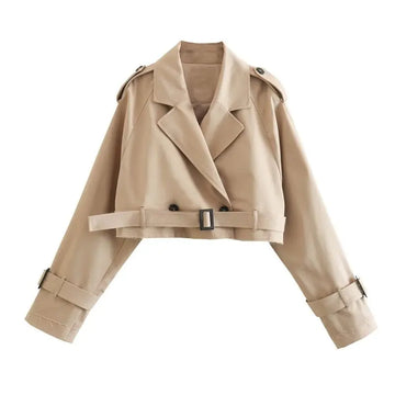 Maricel - casual double-breasted cropped jacket with belt