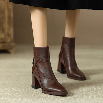Sloane | Block Heel Ankle Boots with Square Toe