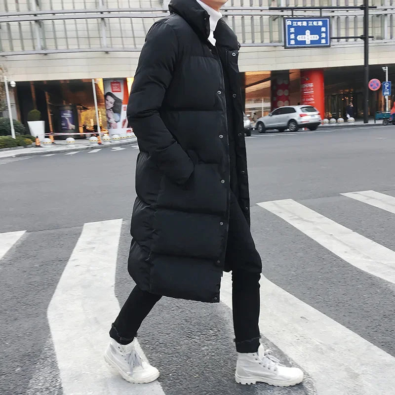 Men's long quilted puffer coat