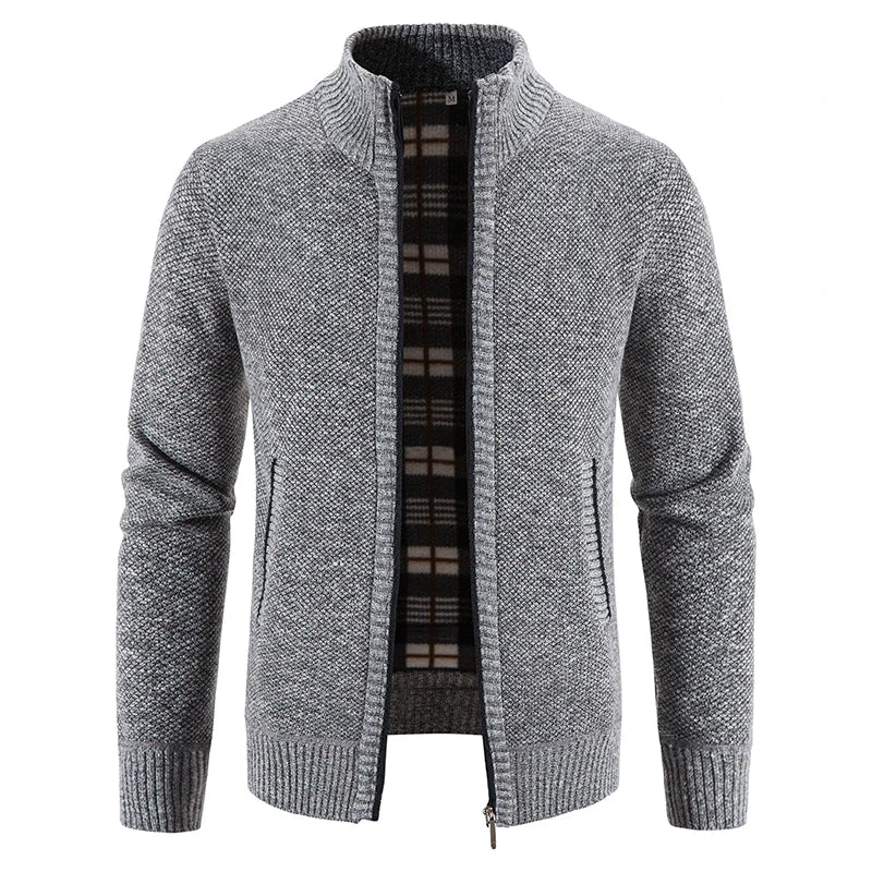 Men's long-sleeved winter knitted  sweater with stand collar