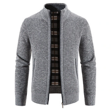 Men's long-sleeved winter knitted  sweater with stand collar