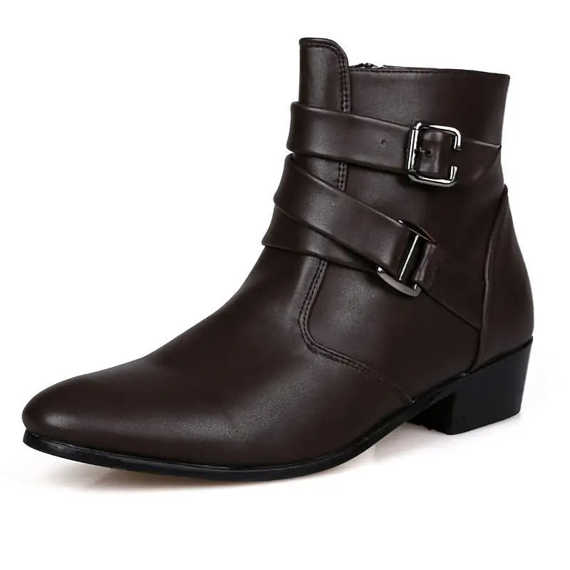 Men's ankle boots with buckle straps in classic style