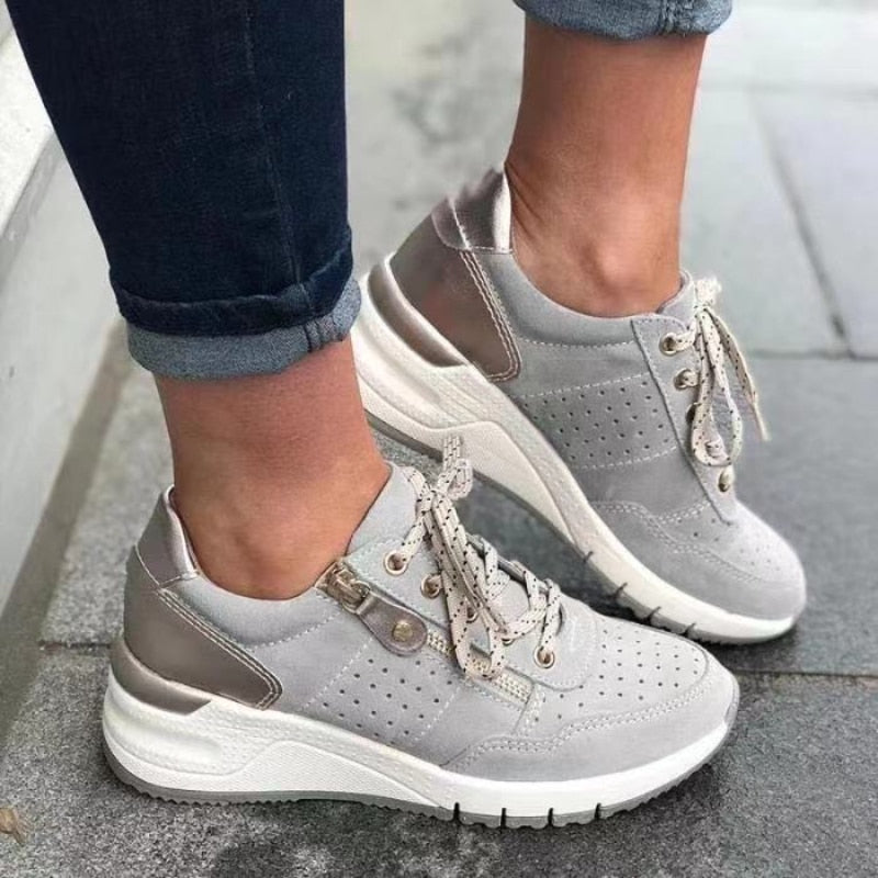 Women's Platform Sneakers - Chunky Sole - Lace-Up Casual Streetwear