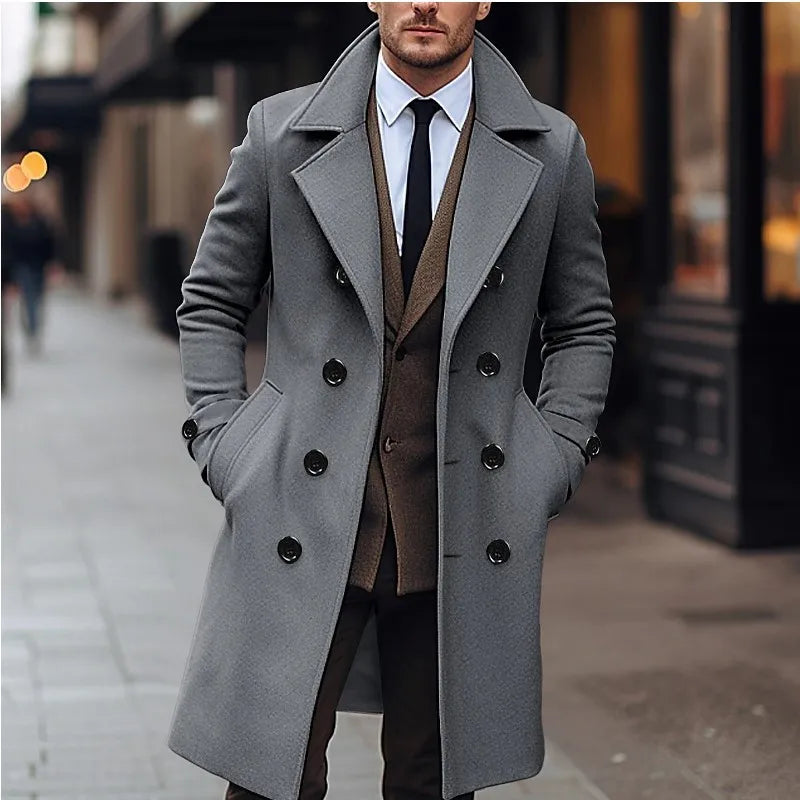 Men's classic double-breasted trench coat