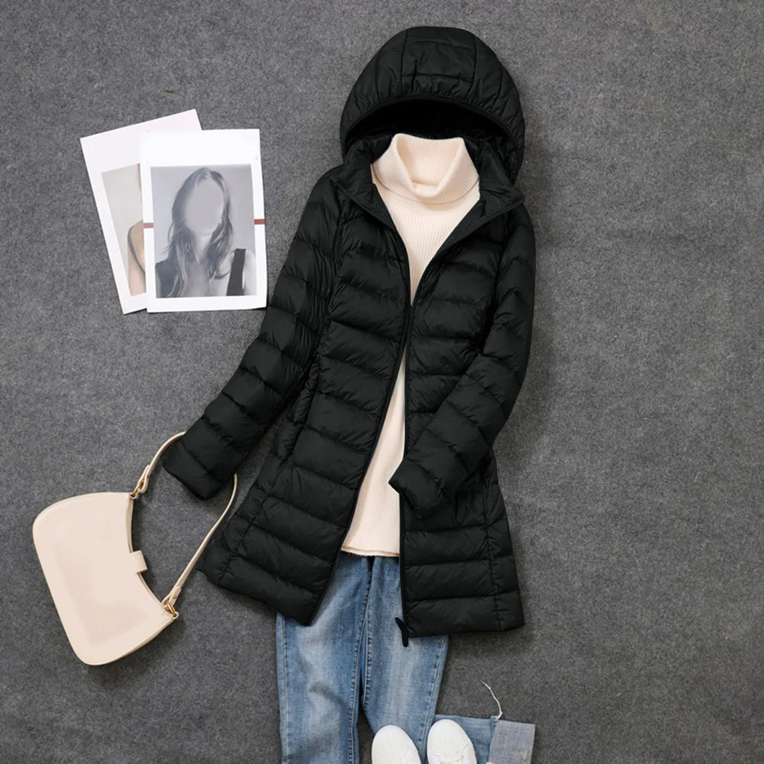 Women's hooded puffer jacket