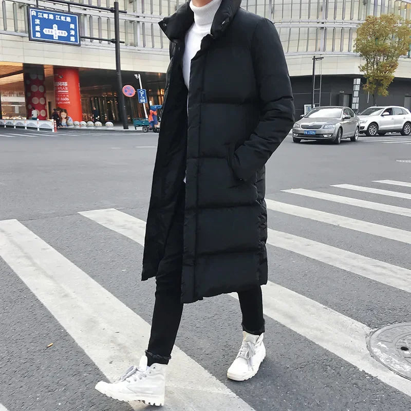 Men's long quilted puffer coat