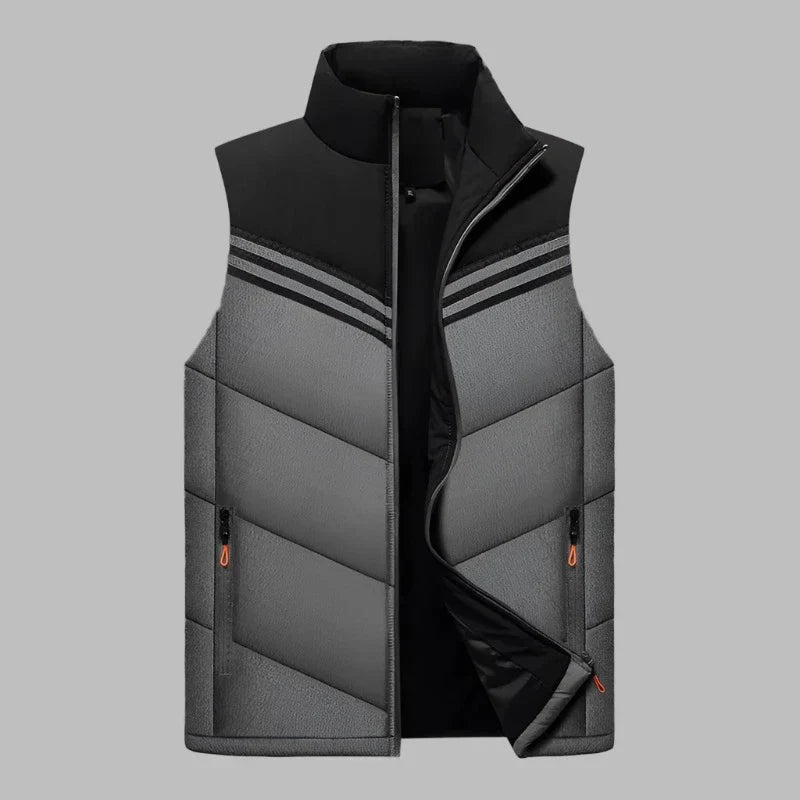 Men’s Padded Vest – Slim Fit – Quilted Texture – High Collar – Zippered Pockets