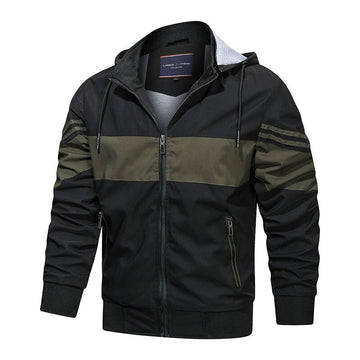 Men's hooded zip-up windbreaker casual lightweight jacket