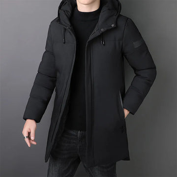 Trendy hooded coat with zipper placket for men