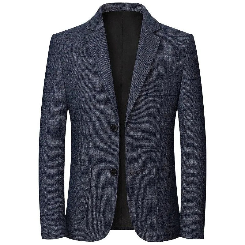 Men’s Blazer - Checkered Pattern - Tailored Fit - Single-Breasted Two-Button