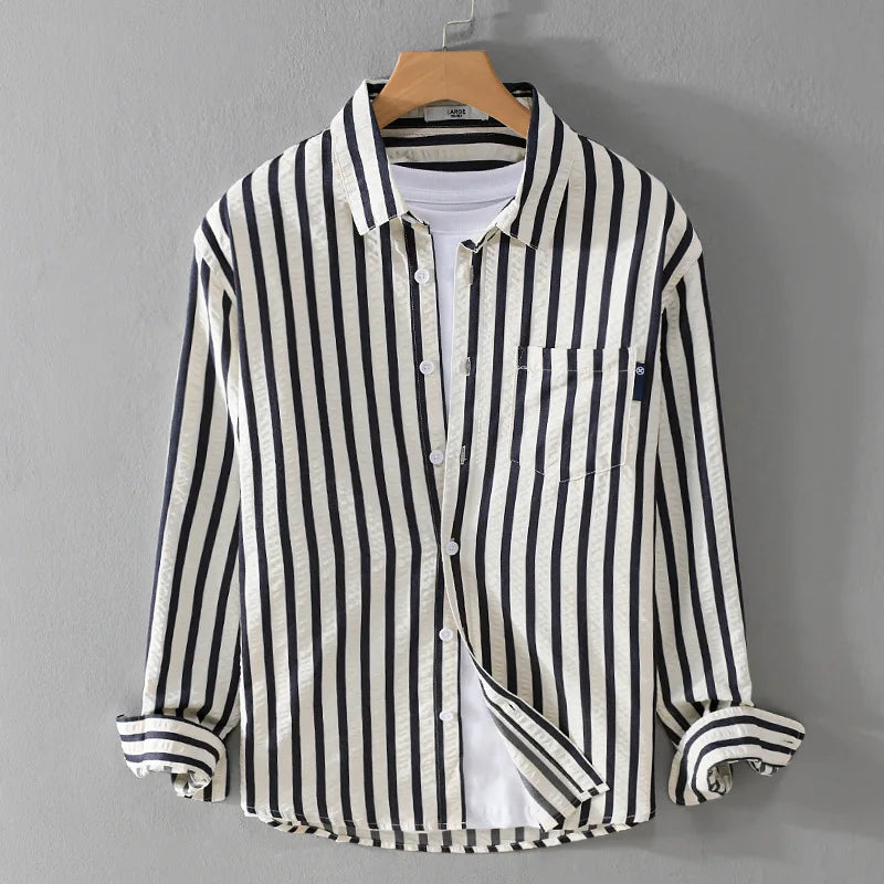 Men's striped casual button-down shirt for effortless style