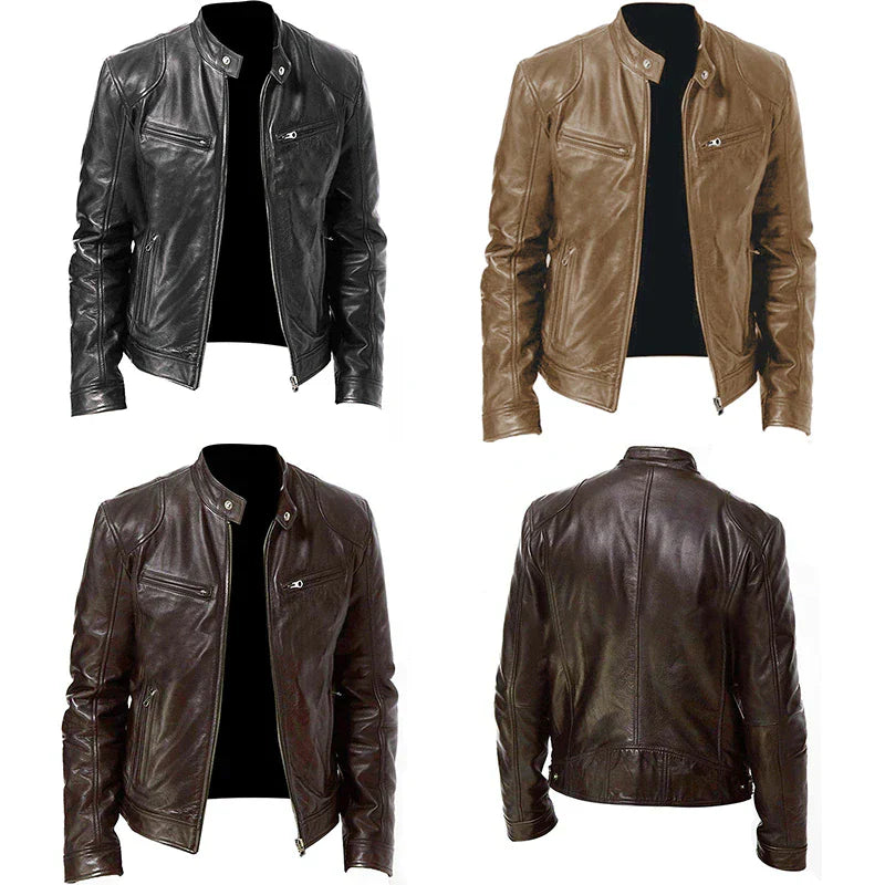 Men's classic black leather jacket for a timeless style