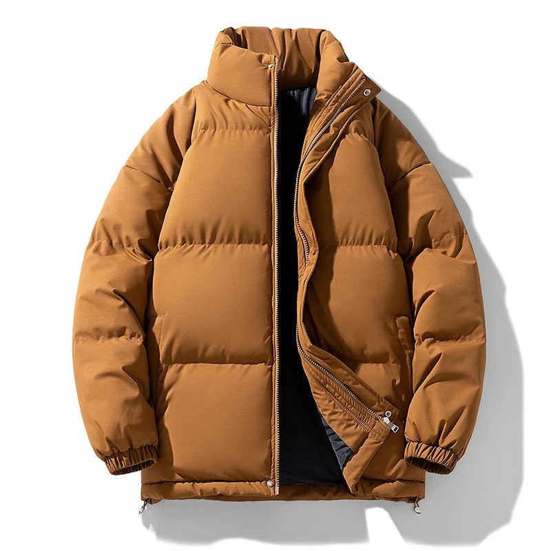 Jack Quilted Relaxed Fit Puffer Jacket | Stand Collar Zip Front Jacket