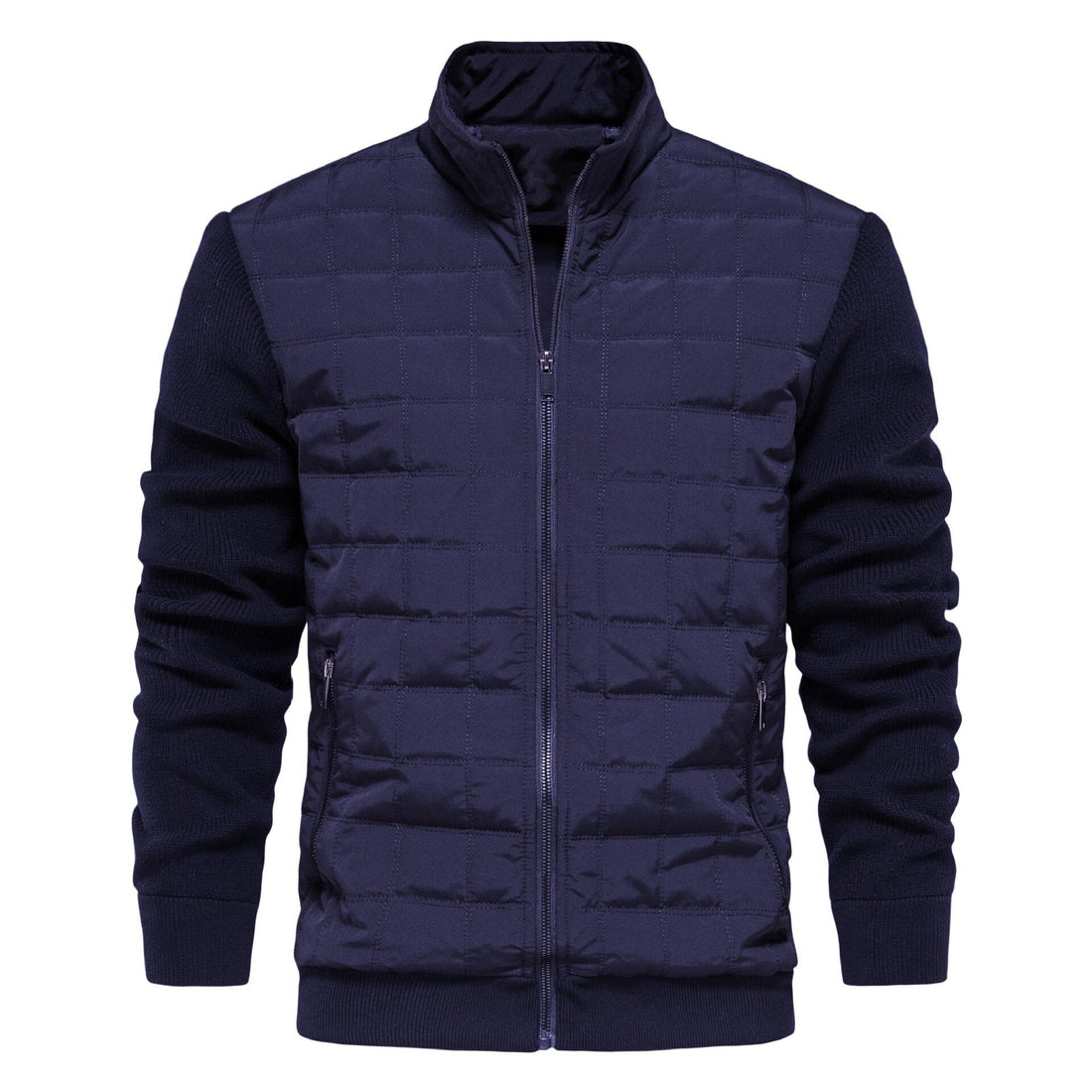 Men's business casual jacket with knitted sleeves