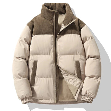 Arthur Quilted Puffer Jacket | Color Block Stand Collar Jacket