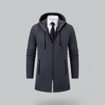 Men mid-length casual hooded coat