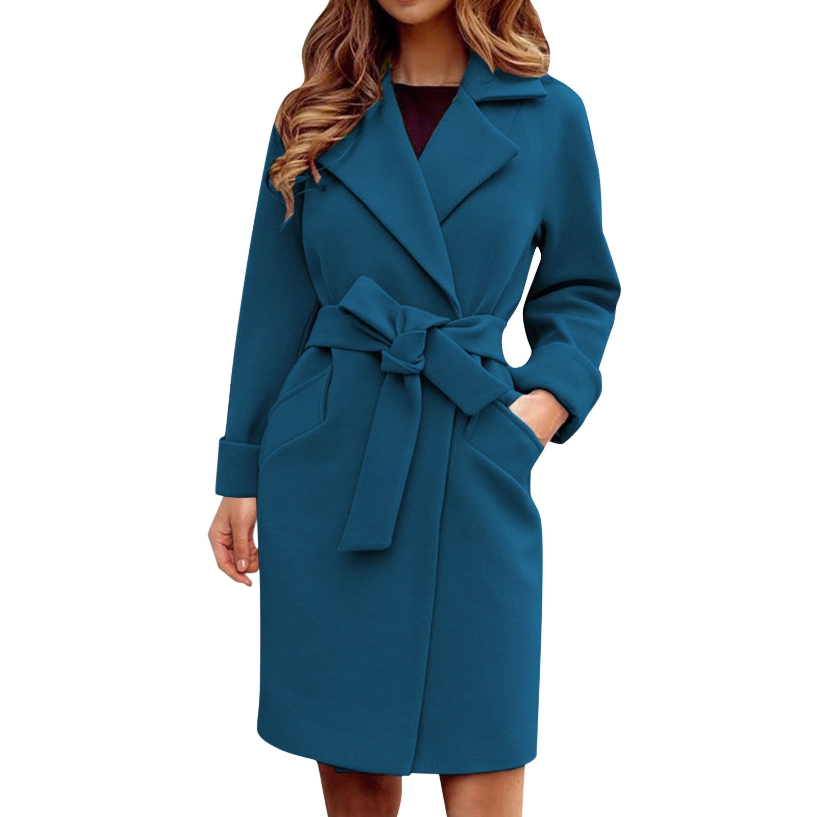 Bold women's belted wrap trench coat