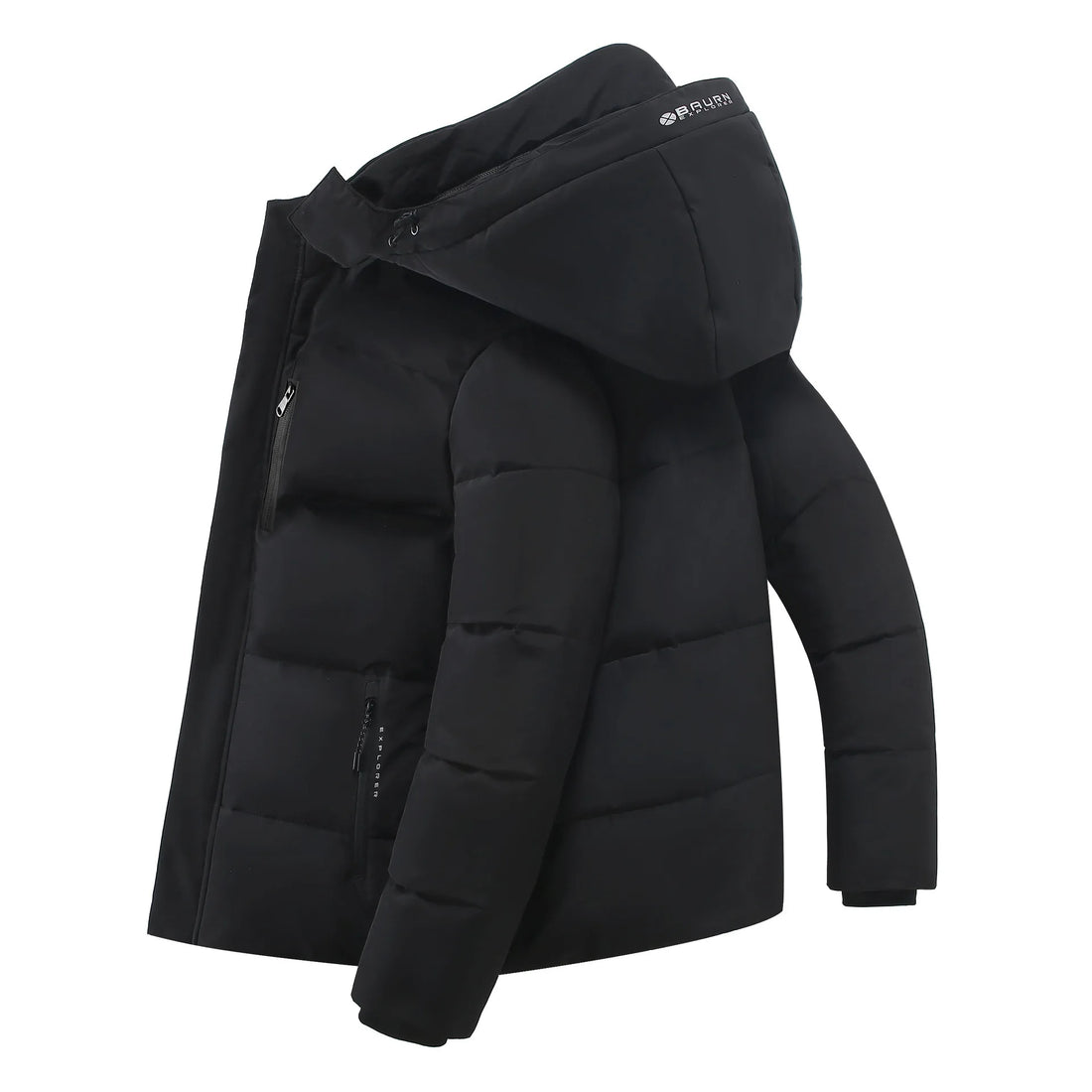 Theodore Quilted Hooded Puffer Jacket | Hip-Length Zipper Closure Jacket