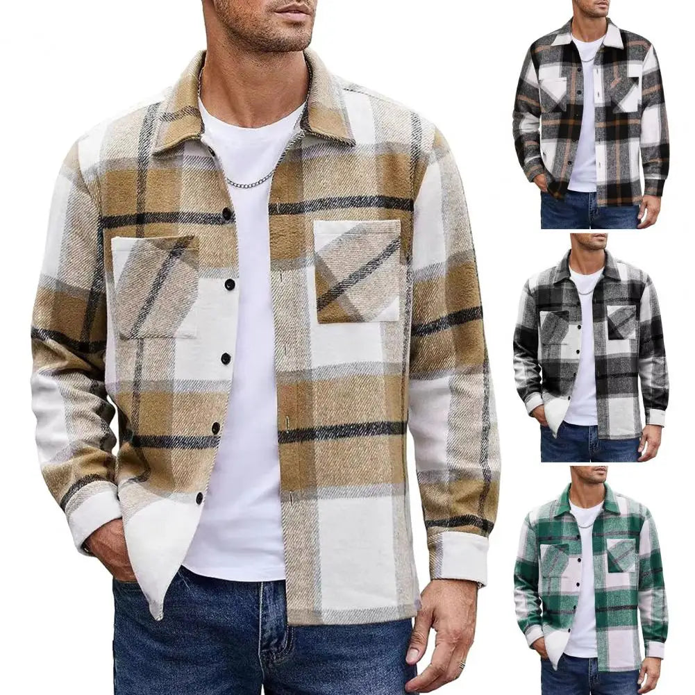 Men's casual plaid overshirt