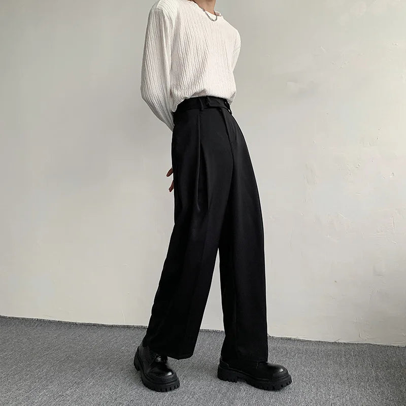 Men's wide-leg high-waisted trousers