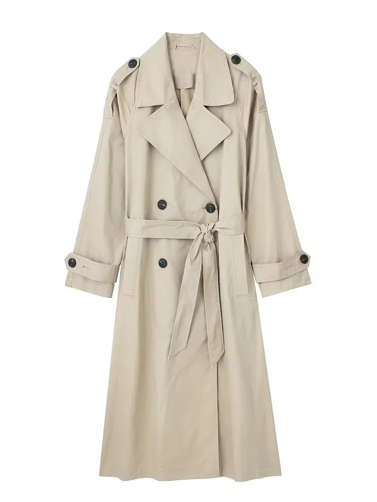 Women's long coat with belt