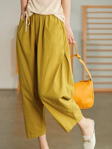 Women's comfortable loose high waisted trousers