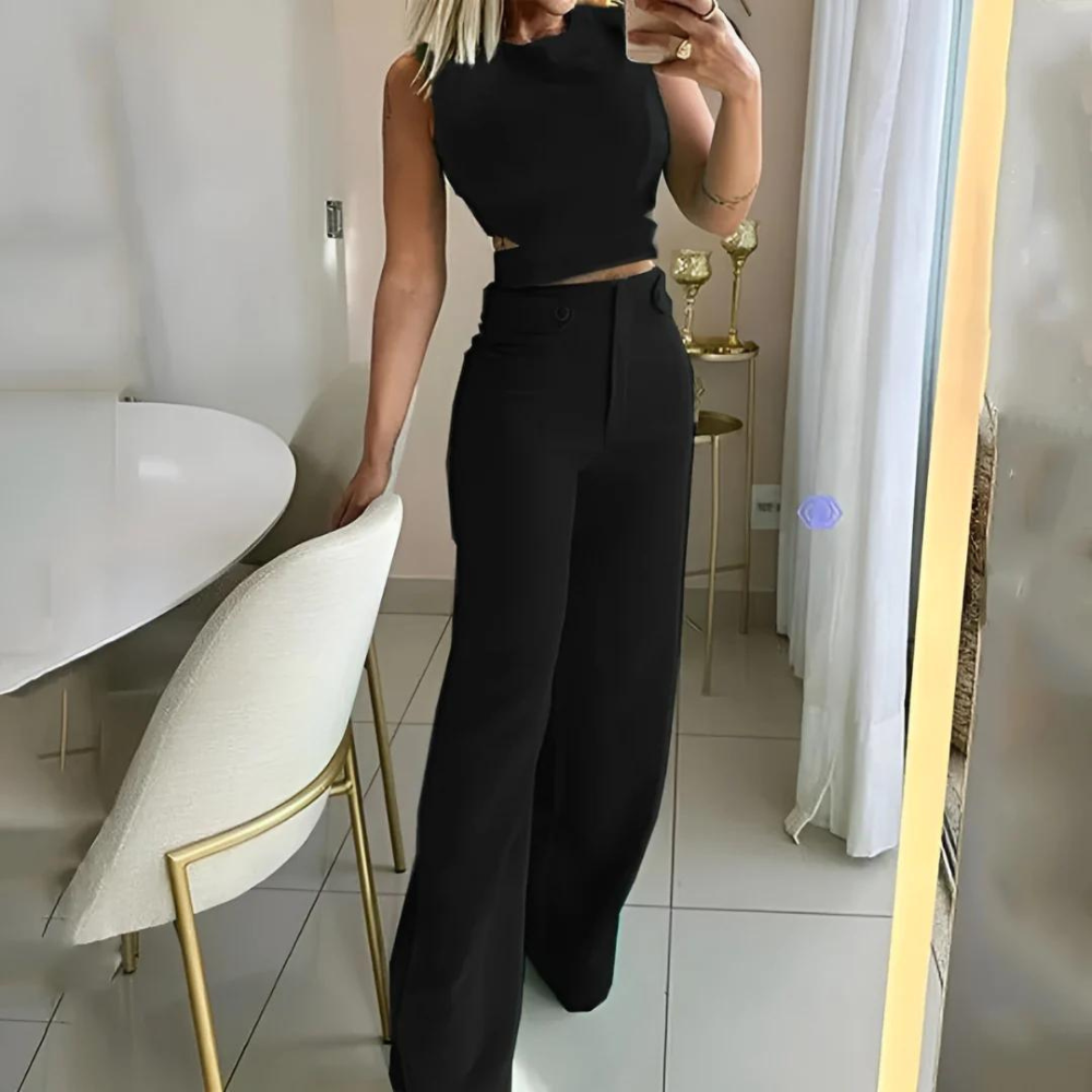 Scarlett - Chic Crop Top & Long Pants with High Waist