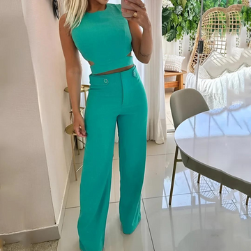 Scarlett - Chic Crop Top & Long Pants with High Waist