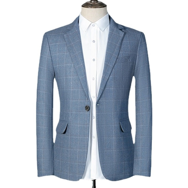 Men's plaid business casual blazer