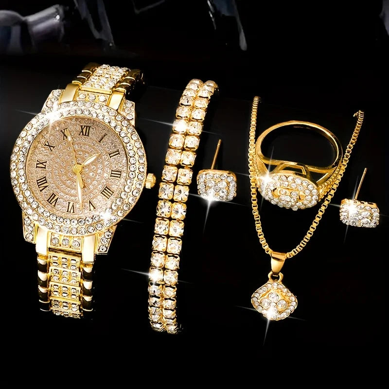 6-piece ladies watch and jewelry set