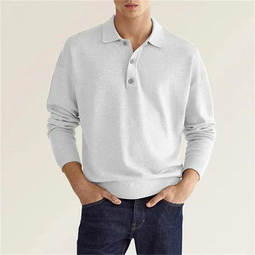 Men's knit polo shirt with button closure