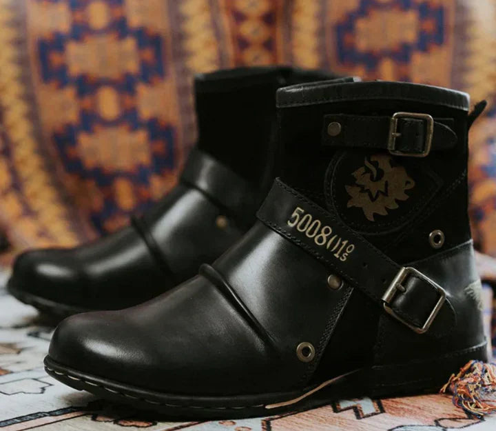 Men's combat-style leather boots