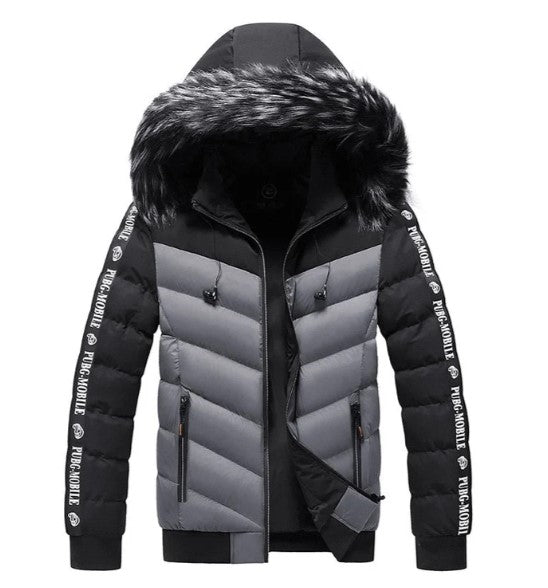 Men's two-tone hood puffer jacket